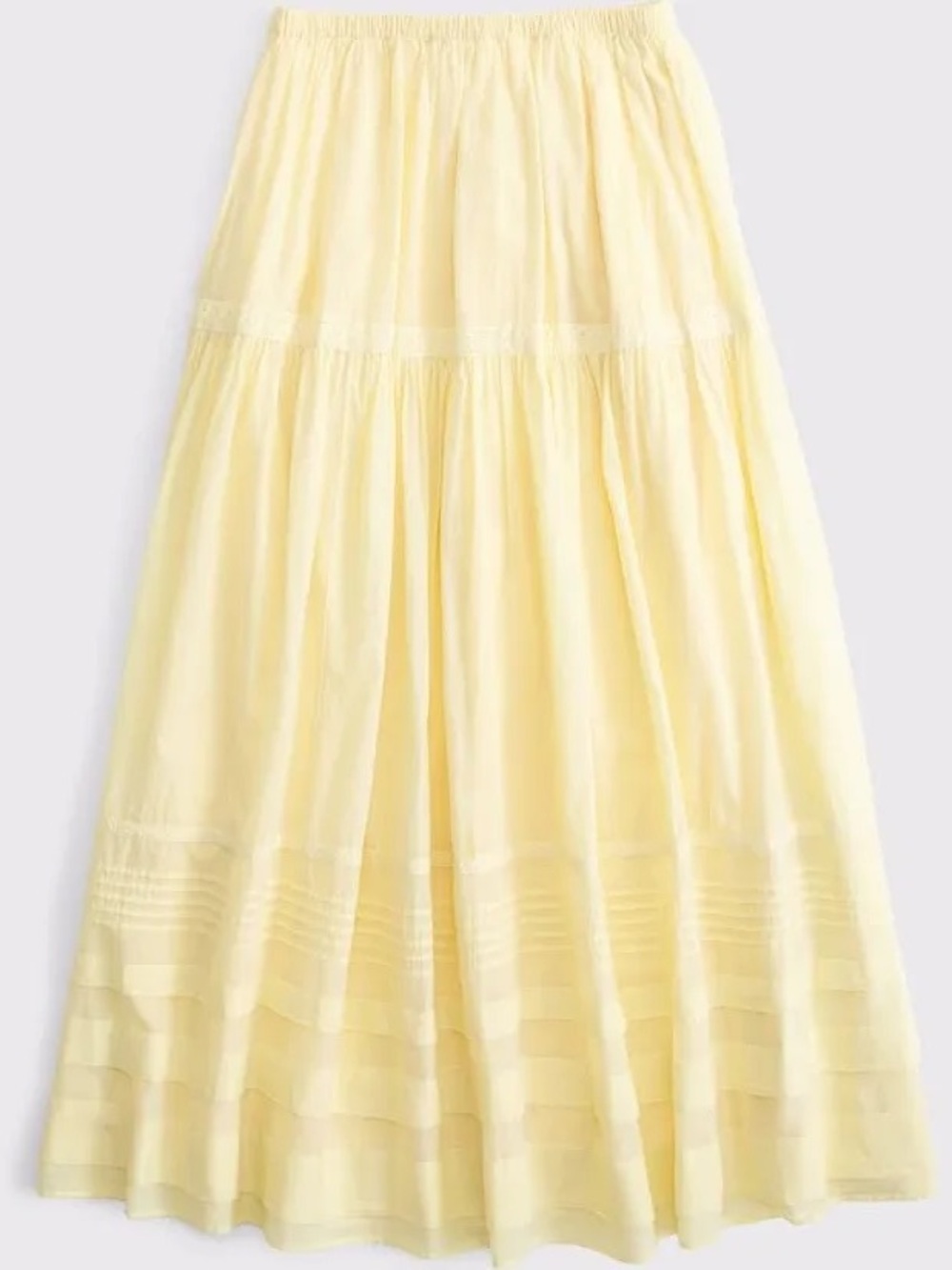 Abercrombie & Fitch Pale Yellow Tiered Maxi Skirt - Picture 4 of 5
